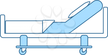 Hospital Bed Icon. Thin Line With Blue Fill Design. Vector Illustration.