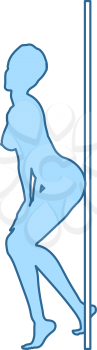 Stripper Night Club Icon. Thin Line With Blue Fill Design. Vector Illustration.