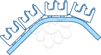 Small Roller Coaster Icon. Thin Line With Blue Fill Design. Vector Illustration.