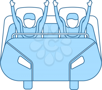 Roller Coaster Cart Icon. Thin Line With Blue Fill Design. Vector Illustration.