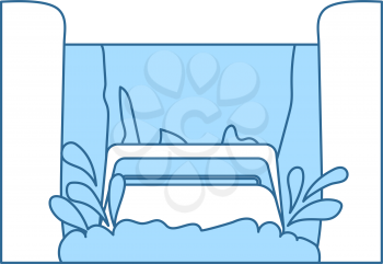 Water Boat Ride Icon. Thin Line With Blue Fill Design. Vector Illustration.