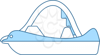 Catamaran Icon. Thin Line With Blue Fill Design. Vector Illustration.