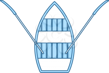 Paddle Boat Icon. Thin Line With Blue Fill Design. Vector Illustration.