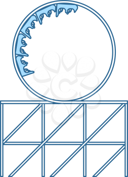 Roller Coaster Loop Icon. Thin Line With Blue Fill Design. Vector Illustration.