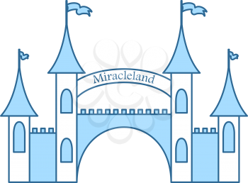 Amusement Park Entrance Icon. Thin Line With Blue Fill Design. Vector Illustration.