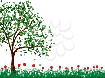 Summer meadow background with tulips. EPS 10 vector illustration.