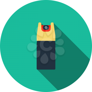 Pepper Spray Icon. Flat Circle Stencil Design With Long Shadow. Vector Illustration.