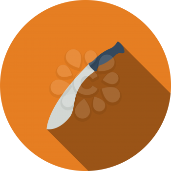 Machete Icon. Flat Circle Stencil Design With Long Shadow. Vector Illustration.