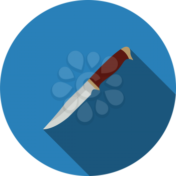 Knife Icon. Flat Circle Stencil Design With Long Shadow. Vector Illustration.
