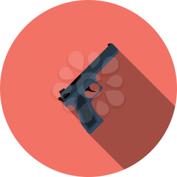 Gun Icon. Flat Circle Stencil Design With Long Shadow. Vector Illustration.