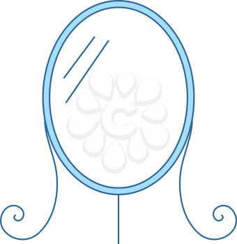 Make Up Mirror Icon. Thin Line With Blue Fill Design. Vector Illustration.