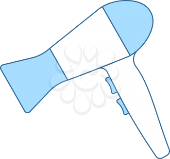 Hairdryer Icon. Thin Line With Blue Fill Design. Vector Illustration.