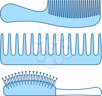 Hairbrush Icon. Thin Line With Blue Fill Design. Vector Illustration.