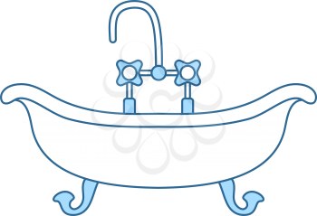 Bathtub Icon. Thin Line With Blue Fill Design. Vector Illustration.