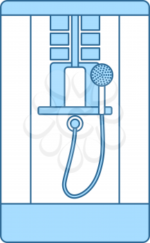 Shower Icon. Thin Line With Blue Fill Design. Vector Illustration.