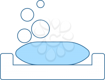 Soap-dish Icon. Thin Line With Blue Fill Design. Vector Illustration.