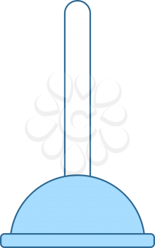Plunger Icon. Thin Line With Blue Fill Design. Vector Illustration.