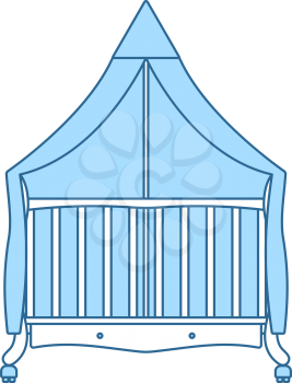 Cradle Icon. Thin Line With Blue Fill Design. Vector Illustration.