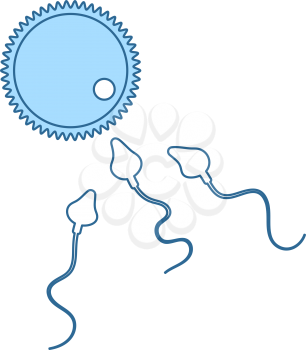 Sperm And Egg Cell Icon. Thin Line With Blue Fill Design. Vector Illustration.