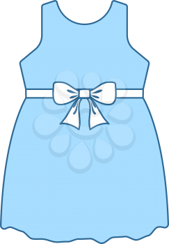 Baby Girl Dress Icon. Thin Line With Blue Fill Design. Vector Illustration.