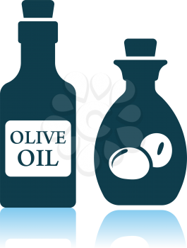 Bottle Of Olive Oil Icon. Shadow Reflection Design. Vector Illustration.