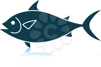 Fish Icon. Shadow Reflection Design. Vector Illustration.