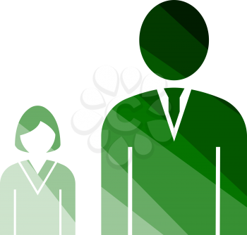 Man Boss With Subordinate Lady Icon. Flat Color Ladder Design. Vector Illustration.