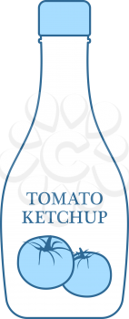 Tomato Ketchup Icon. Thin Line With Blue Fill Design. Vector Illustration.