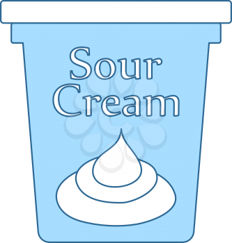 Sour Cream Icon. Thin Line With Blue Fill Design. Vector Illustration.