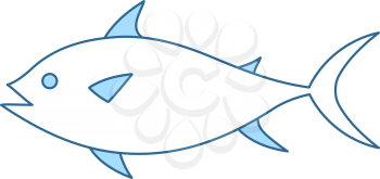 Fish Icon. Thin Line With Blue Fill Design. Vector Illustration.