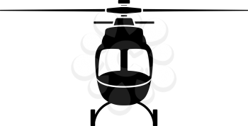 Helicopter Icon Front View. Black on White. Vector Illustration.
