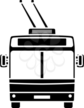 Trolleybus Icon Front View. Black on White. Vector Illustration.