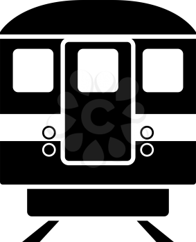 Subway Train Icon Front View. Black on White. Vector Illustration.