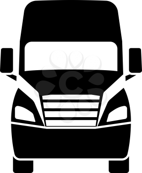 Truck Icon Front View. Black on White. Vector Illustration.