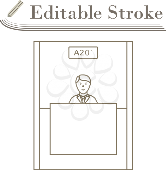 Bank Clerk Icon. Editable Stroke Simple Design. Vector Illustration.