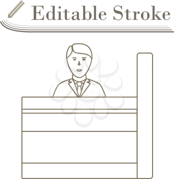 Bank Clerk Icon. Editable Stroke Simple Design. Vector Illustration.