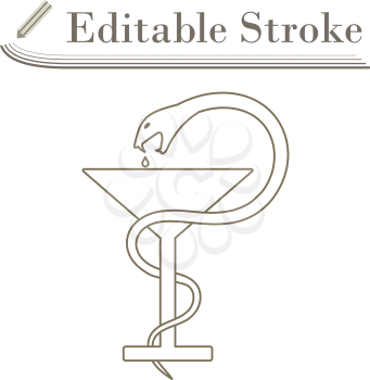 Medicine Sign With Snake And Glass Icon. Editable Stroke Simple Design. Vector Illustration.