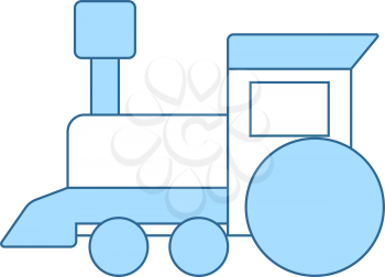 Train Toy Icon. Thin Line With Blue Fill Design. Vector Illustration.