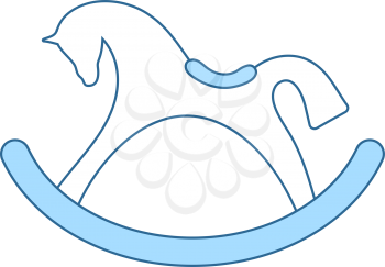 Rocking Horse Icon. Thin Line With Blue Fill Design. Vector Illustration.