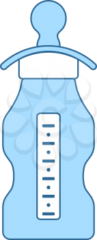 Baby Bottle Icon. Thin Line With Blue Fill Design. Vector Illustration.