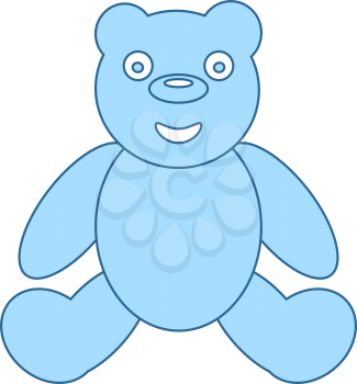 Teddy Bear Icon. Thin Line With Blue Fill Design. Vector Illustration.