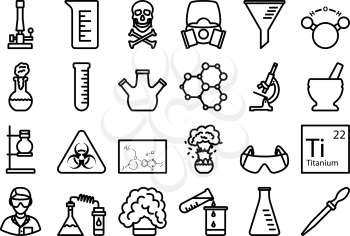 Chemistry Icon Set. Editable Bold Outline Design. Vector Illustration.