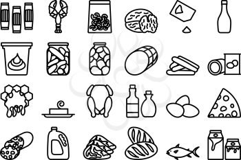Food Icon Set. Bold outline design with editable stroke width. Vector Illustration.