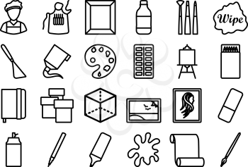 Painting Icon Set. Bold outline design with editable stroke width. Vector Illustration.