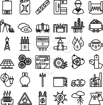 Energy Icon Set. Bold outline design with editable stroke width. Vector Illustration.