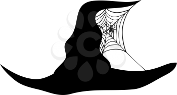 Witch Hat Over White Background for Creating Halloween Designs.  Vector illustration.
