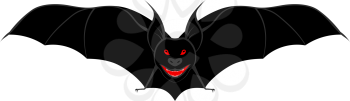 Scary Bat Over White Background for Creating Halloween Designs.  Vector illustration.