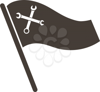 Labour day emblem with banner and wrenches. Vector illustration. 