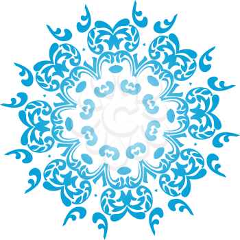 Circle Snowflake Ornaments. Blue Gradient Design. Vector Illustration.