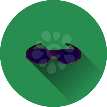 Poker Sunglasses Icon. Flat Circle Stencil Design With Long Shadow. Vector Illustration.